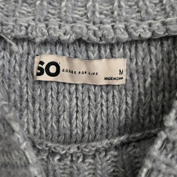 SO Goods For Life Knitted Sweater Gray Women's Medium Fall Winter Warm Boho - Picture 8 of 13